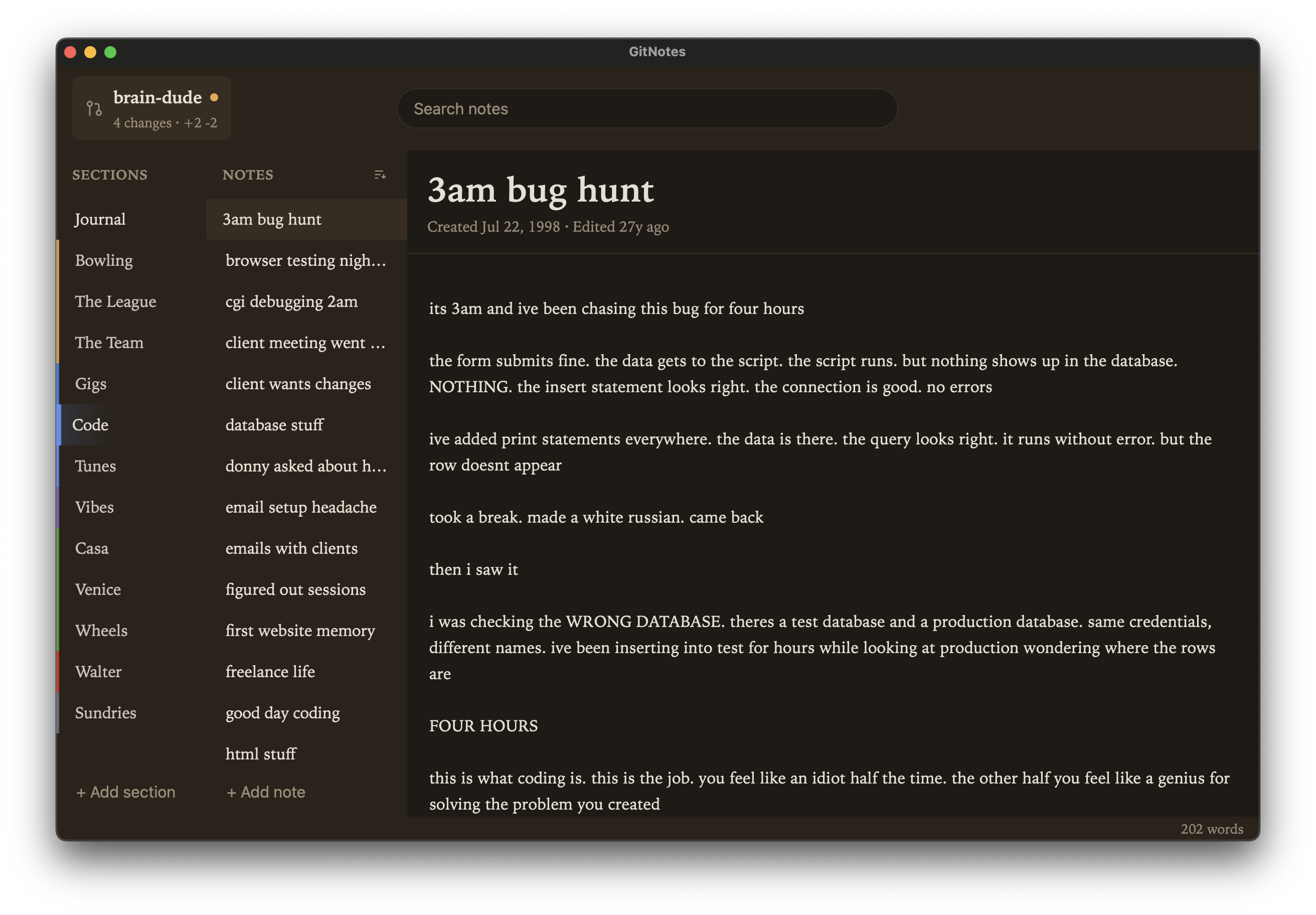 GitNotes app screenshot